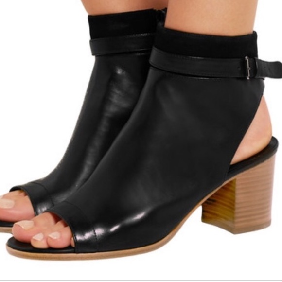 peep toe leather booties